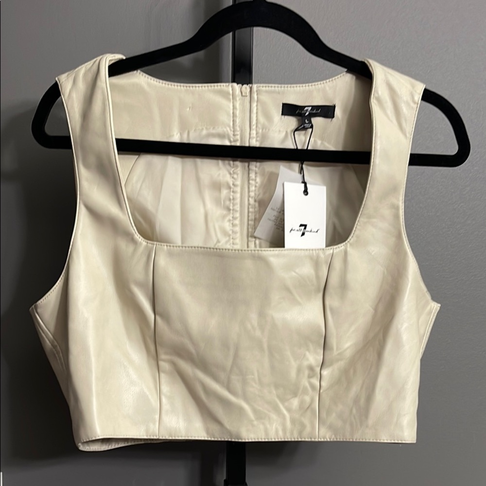 New, 7 for all mankind Faux Leather Crop Top
